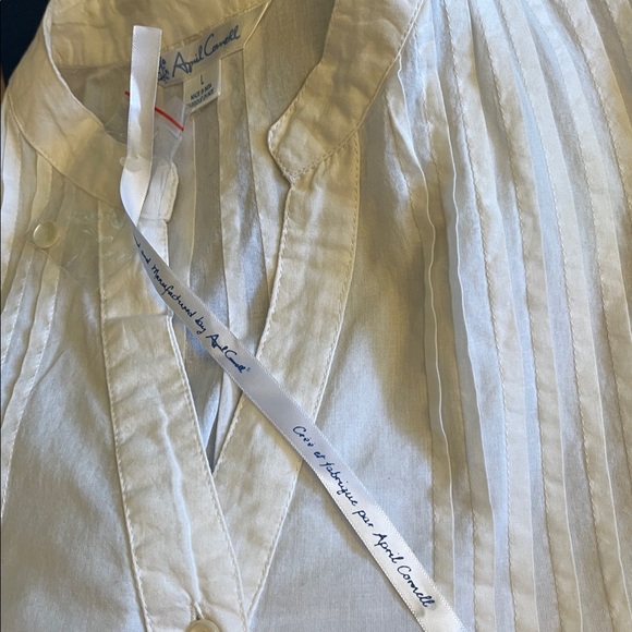 NEW April Cornell White Tunic Dress with Peacocks Size Large - Picture 12 of 13